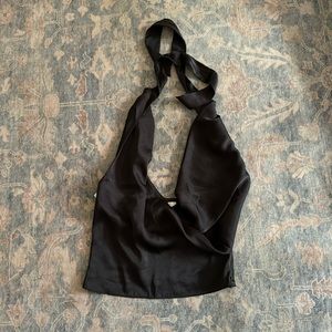 Aritzia Martini Black Satin Blouse in XS NWT